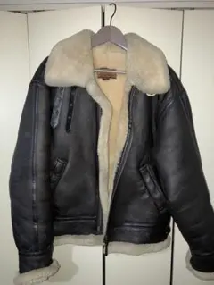 B-3 レザー　ムートン フライトジャケット　ブラウン　L