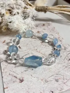 アクアマリン　ブレスレット　天然石　水晶　デザインブレスレット　パワーストーン