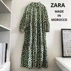 ZARA モロッコ製　ジオメトリックワンピース　マキシ丈　サイズ M