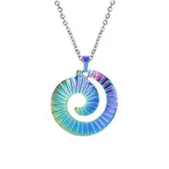 ネックレス ペンダント (レインボー マルチカラー スパイラル 渦巻 うずまき)