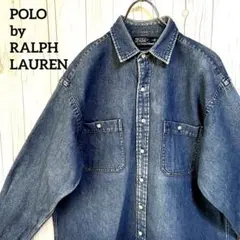POLO　ポロラルフローレン　長袖ボタンシャツ　デニム　メンズLサイズ　古着