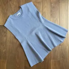 【美品】INGNI リブ編みノースリーブチュニック　ライトブルー