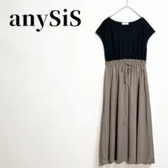 anySiS 【洗える】ドロストドッキングワンピース　フレンチスリーブ　サイズ2のサムネイル