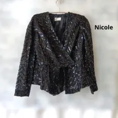 Nicole　ニコルスパンコール ノーカラージャケット ブラックのサムネイル