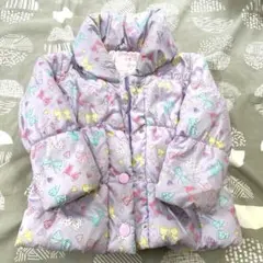 リボン柄紫色中綿コート　ダウン　ジャケット　マザーウェイズ　110サイズ　女の子