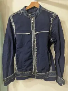 DIESEL デニムジャケット スタンドカラー フリンジ加工 - メルカリ