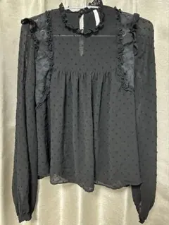 ZARA ブラック ドット柄 ブラウス S