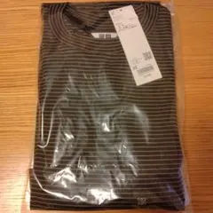 エアリズムコットンオーバーサイズボーダーTシャツ ブラック XS