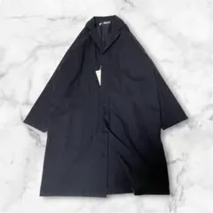 無印良品　メンズ　ブラック ステンカラーコート　オーガニックコットン