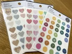 使用済み　カラフルなハート型・円形ポイントシールセット　マスキングテープ素材