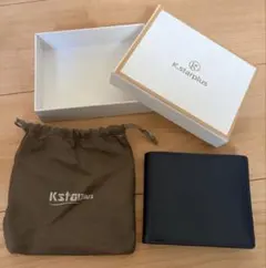 【新品】K.starplus メンズ二つ折り財布 本革 ネイビー 大容量　ギフト
