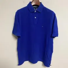 TOMMY HILFIGER トミーヒルフィガー 青 半袖ポロシャツ 刺繍ロゴM