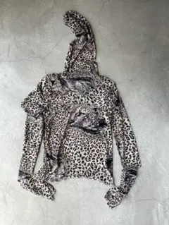 豹柄メッシュカットソー