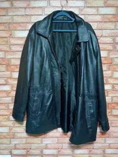 ラムレザージャケット　ブルゾン　本革レザーコート　羊革　ブラック　シープスキン