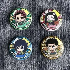 鬼滅の刃 缶バッジ4個セット、コースター2枚、シール、紙袋小のセット①