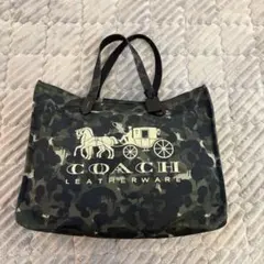 未使用✨COACH トートバッグ ホース 馬車 迷彩 キャンバス グリーン 緑