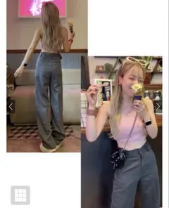 【美品】GRL グレイル センタープレスストレートパンツ グレー S ai07のサムネイル