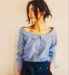 【お鼻様専用】DRWCYS ブルーストライプシャツ　オフショル