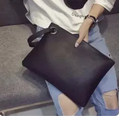 クラッチバッグ レディース ブラック シンプル フェイクレザー 大人カジュアル