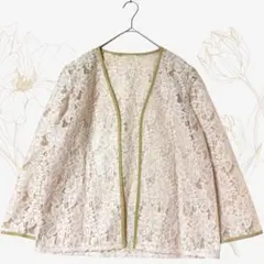 ノーカラージャケット レース 花柄 透け感 羽織り オープンフロントのサムネイル