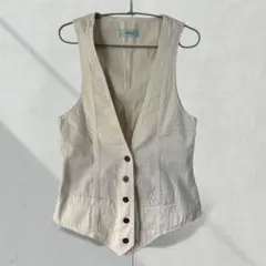 アイボリー Vネック ベスト フリーサイズ