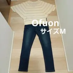 OFUON ストライプ Vネック トップス & スキニージーンズ 　コーデ売り