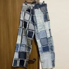 PORTAT パッチワーク デニムパンツ ワイド インディゴ - メルカリ