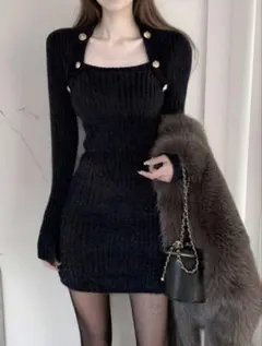 SHEIN ニットワンピース ブラック