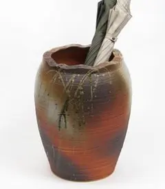 信楽焼き 火色流しツボ型傘立て 陶器