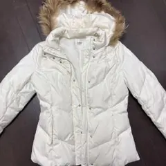 ファー付きホワイトダウンジャケット M