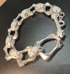 シルバー925 ブレスレット ヴィンテージ 百合 紋章 メキシカンチェーン