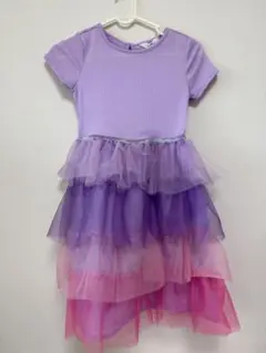 H&M 紫 ティアードドレス