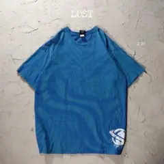 LOST Tシャツ 総柄　ブルー