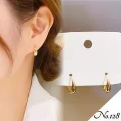 【新品】レディース ピアス フープドロップデザイン ゴールド 上品