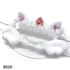 ［B020］ぬい服 いちご ねこ耳 ヘッドドレス+天使の羽 ホワイト