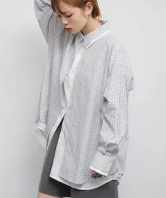 KBF チェックレイヤードBIGシャツ