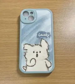 iPhone14plus ケース ブルー 犬柄 スマホケース