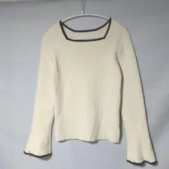 ❨N.❩スクエアネック 長袖リブニット 配色メロウ M