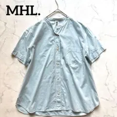 美品✨MHL. コットンリネン バンドカラー シャツ 日本製 半袖 サイズ1のサムネイル