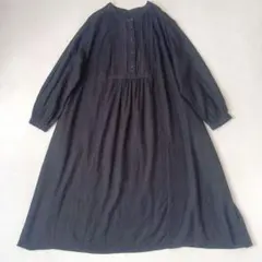 MBミントブリーズ　ヘリンボン ピンタック ワンピース　黒　4L　大きいサイズ