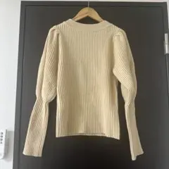épine ベージュ リブ編み 長袖セーターのサムネイル