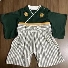 和風ベビードレス 袴　濃緑70cm