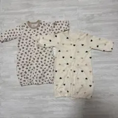 ツーウェイ・ドレスオール ハート柄とヒョウ柄2点セット 50-60cm