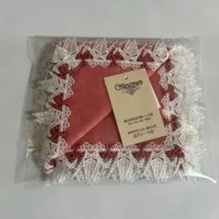 近沢レースタオルハンカチ/折り鶴/コーラルピンク/新品タグ付きのサムネイル