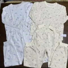 UNIQLO 長袖パジャマ　2点セット　ブルー　イエロー　恐竜　宇宙　ロケット