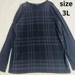 バーバリーロンドン　ノバチェック　ロングTシャツ カットソー　メンズ　黒　3L