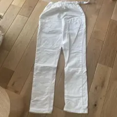 ホワイトストレートパンツ ウエストゴム マタニティ