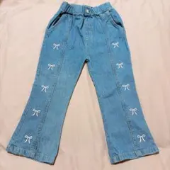 My little wonder 110cm ラインリボン デニムフレアパンツ