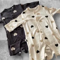 ベビー服 ハート柄ロンパース 50-60cm 2着セット