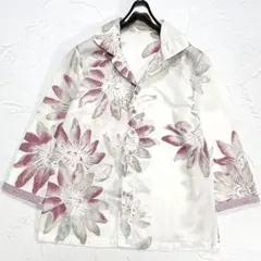 美品 パラスパレス 総柄 シャツ ブラウス インディゴ 花 7分袖 藍染 美品 パラスパレス 総柄 シャツ ブラウス インディゴ 花 7分袖 藍染の